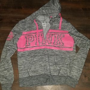 PINK hoodie like new sz M gray with pink neon logo